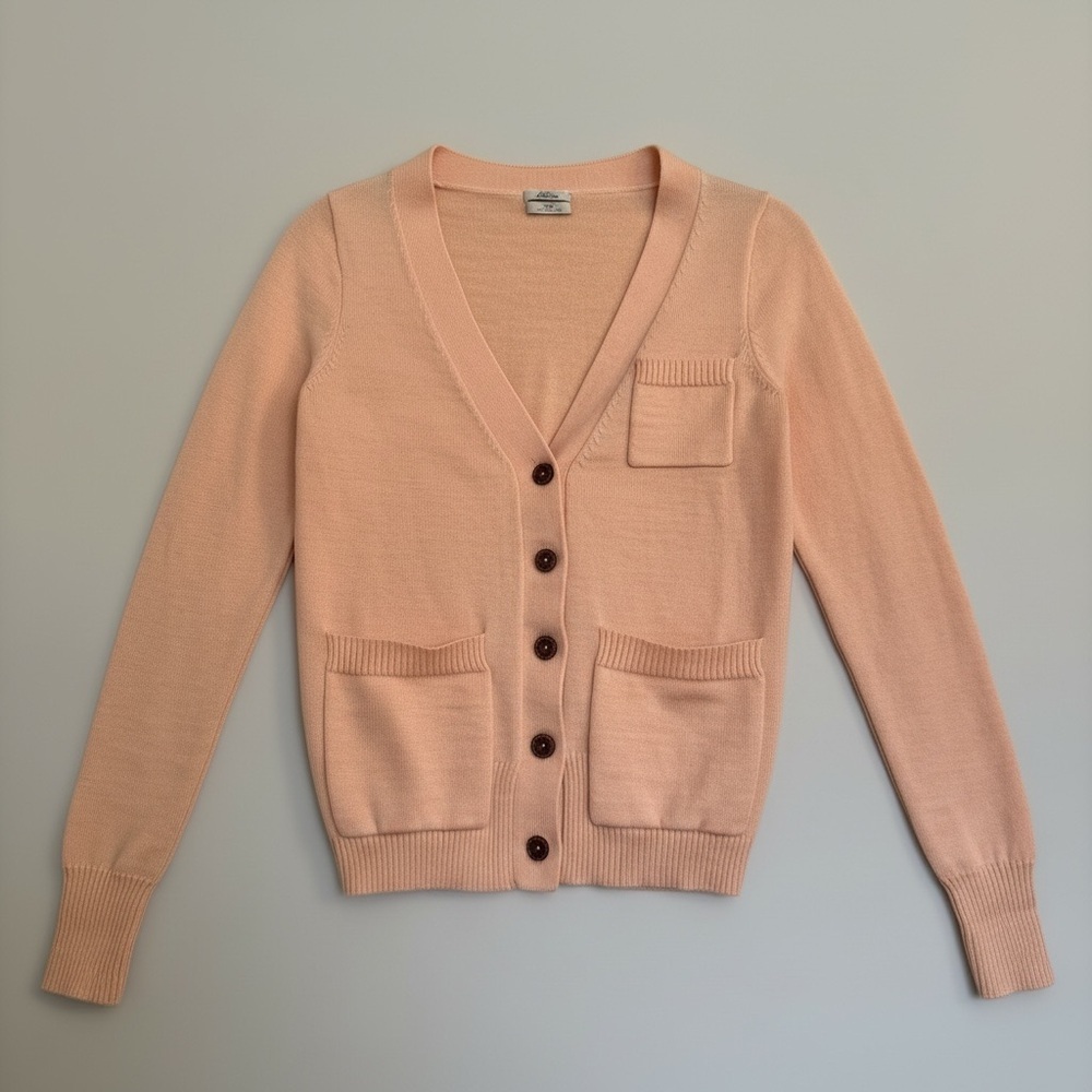 Wallace Pink Merino Wool Cardigan Size XS Button Front Preppy Academia Office